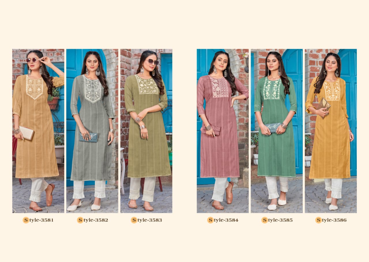 Rangoon Zara Designer Fancy Cotton Ethnic Wear Embroidery Kurti Collection